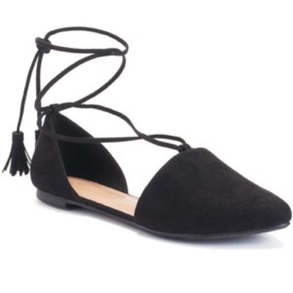 LC Lauren Conrad Shoes - LC LAUREN CONRAD Black Lace Up Ballet Flats 9